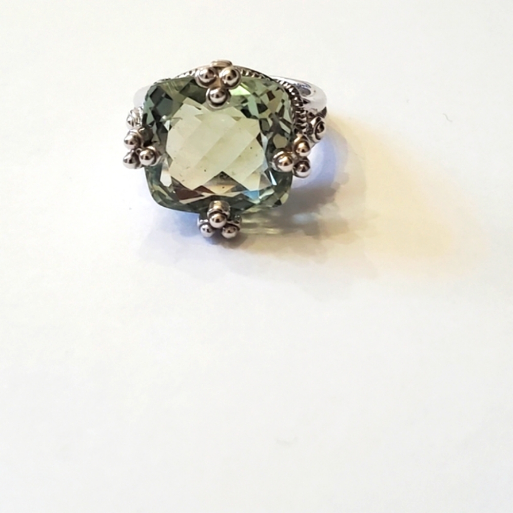 Judith Ripka Prasiolite & Sterling Ring, Sz 6